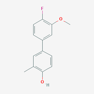 molecular formula C14H13FO2 B6371563 4-(4-Fluoro-3-methoxyphenyl)-2-methylphenol, 95% CAS No. 1261934-22-8