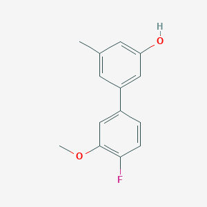 molecular formula C14H13FO2 B6371579 5-(4-Fluoro-3-methoxyphenyl)-3-methylphenol, 95% CAS No. 1261911-03-8