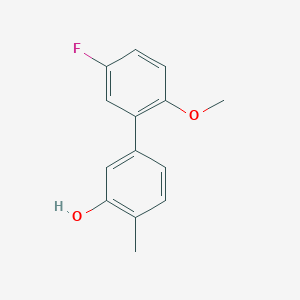 molecular formula C14H13FO2 B6371621 5-(5-Fluoro-2-methoxyphenyl)-2-methylphenol, 95% CAS No. 1261893-34-8