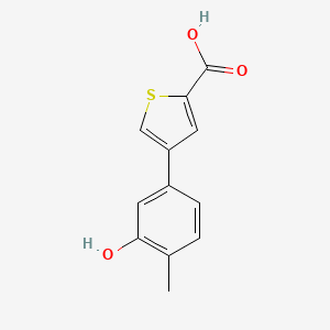 molecular formula C12H10O3S B6371693 5-(2-Carboxythiophene-4-yl)-2-methylphenol, 95% CAS No. 1261896-66-5