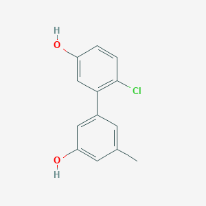 molecular formula C13H11ClO2 B6371747 5-(2-Chloro-5-hydroxyphenyl)-3-methylphenol, 95% CAS No. 1262000-07-6