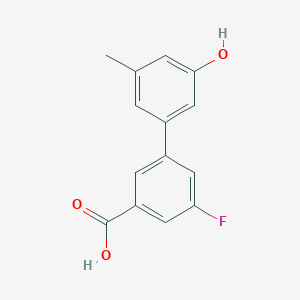 molecular formula C14H11FO3 B6371933 5-(3-Carboxy-5-fluorophenyl)-3-methylphenol, 95% CAS No. 1261888-36-1