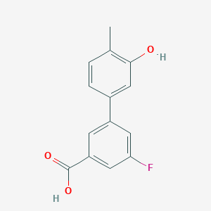 molecular formula C14H11FO3 B6371938 5-(3-Carboxy-5-fluorophenyl)-2-methylphenol, 95% CAS No. 1261934-65-9