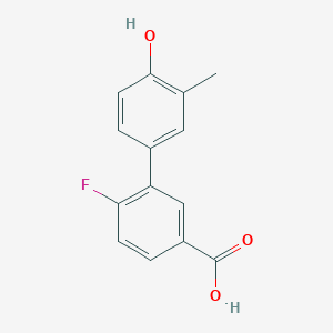 molecular formula C14H11FO3 B6371953 4-(5-Carboxy-2-fluorophenyl)-2-methylphenol, 95% CAS No. 1261948-08-6