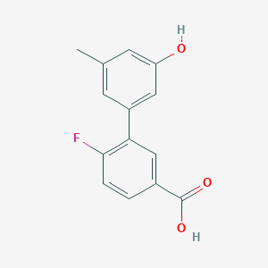 molecular formula C14H11FO3 B6371962 5-(5-Carboxy-2-fluorophenyl)-3-methylphenol, 95% CAS No. 1261893-48-4