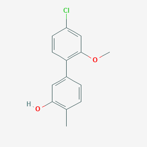 molecular formula C14H13ClO2 B6372062 5-(4-Chloro-2-methoxyphenyl)-2-methylphenol, 95% CAS No. 1261952-16-2