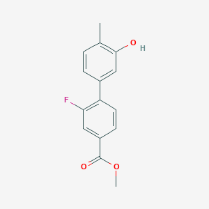 molecular formula C15H13FO3 B6372245 5-(2-Fluoro-4-methoxycarbonylphenyl)-2-methylphenol, 95% CAS No. 1261911-48-1
