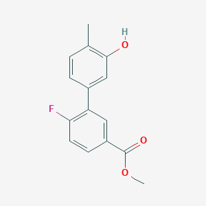 molecular formula C15H13FO3 B6372254 5-(2-Fluoro-5-methoxycarbonylphenyl)-2-methylphenol, 95% CAS No. 1261934-83-1