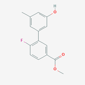 molecular formula C15H13FO3 B6372269 5-(2-Fluoro-5-methoxycarbonylphenyl)-3-methylphenol, 95% CAS No. 1261941-93-8