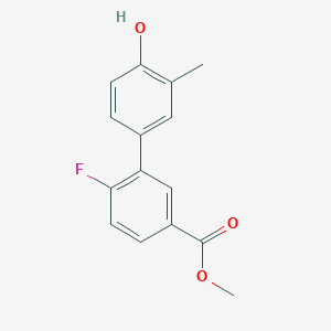 molecular formula C15H13FO3 B6372277 4-(2-Fluoro-5-methoxycarbonylphenyl)-2-methylphenol, 95% CAS No. 1261952-29-7
