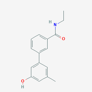 molecular formula C16H17NO2 B6372288 5-[3-(N-Ethylaminocarbonyl)phenyl]-3-methylphenol, 95% CAS No. 1261917-57-0