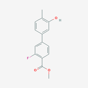 molecular formula C15H13FO3 B6372290 5-(3-Fluoro-4-methoxycarbonylphenyl)-2-methylphenol, 95% CAS No. 1261895-17-3
