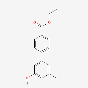 molecular formula C16H16O3 B6372297 5-(4-Ethoxycarbonylphenyl)-3-methylphenol, 95% CAS No. 1262003-23-5
