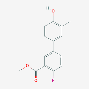molecular formula C15H13FO3 B6372303 4-(4-Fluoro-3-methoxycarbonylphenyl)-2-methylphenol, 95% CAS No. 1261917-60-5