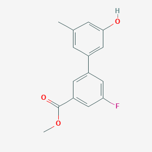 molecular formula C15H13FO3 B6372309 5-(3-Fluoro-5-methoxycarbonylphenyl)-3-methylphenol, 95% CAS No. 1261895-22-0