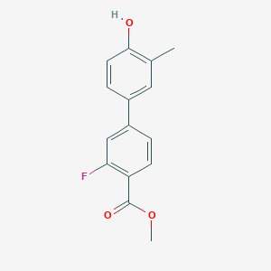molecular formula C15H13FO3 B6372314 4-(3-Fluoro-4-methoxycarbonylphenyl)-2-methylphenol, 95% CAS No. 1261942-16-8