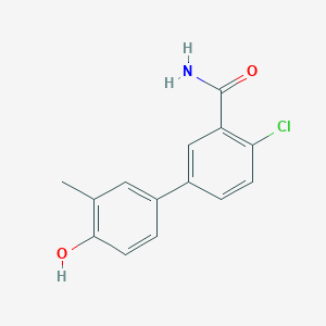 molecular formula C14H12ClNO2 B6372317 4-(3-Carbamoyl-4-chlorophenyl)-2-methylphenol, 95% CAS No. 1261942-22-6