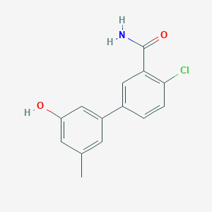 molecular formula C14H12ClNO2 B6372324 5-(3-Carbamoyl-4-chlorophenyl)-3-methylphenol, 95% CAS No. 1261917-62-7