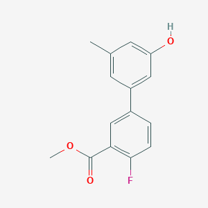 molecular formula C15H13FO3 B6372332 5-(4-Fluoro-3-methoxycarbonylphenyl)-3-methylphenol, 95% CAS No. 1261996-22-8
