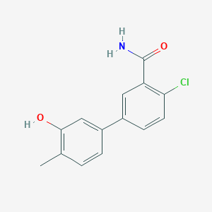 molecular formula C14H12ClNO2 B6372340 5-(3-Carbamoyl-4-chlorophenyl)-2-methylphenol, 95% CAS No. 1261888-39-4