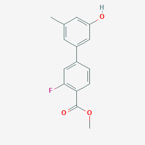 molecular formula C15H13FO3 B6372346 5-(3-Fluoro-4-methoxycarbonylphenyl)-3-methylphenol, 95% CAS No. 1262003-33-7