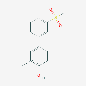 molecular formula C14H14O3S B6372367 2-Methyl-4-(3-methylsulfonylphenyl)phenol, 95% CAS No. 1261949-11-4