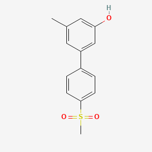 molecular formula C14H14O3S B6372374 3-Methyl-5-(4-methylsulfonylphenyl)phenol, 95% CAS No. 1261959-31-2