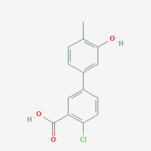 molecular formula C14H11ClO3 B6372385 5-(3-Carboxy-4-chlorophenyl)-2-methylphenol, 95% CAS No. 1262000-33-8