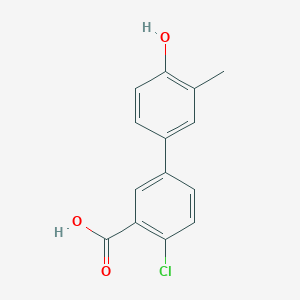 molecular formula C14H11ClO3 B6372388 4-(3-Carboxy-4-chlorophenyl)-2-methylphenol, 95% CAS No. 1262003-41-7