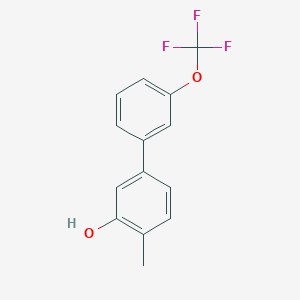 molecular formula C14H11F3O2 B6372403 2-Methyl-5-(3-trifluoromethoxyphenyl)phenol, 95% CAS No. 1261578-07-7