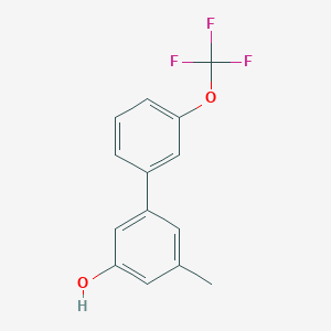 molecular formula C14H11F3O2 B6372412 3-Methyl-5-(3-trifluoromethoxyphenyl)phenol, 95% CAS No. 1261949-46-5