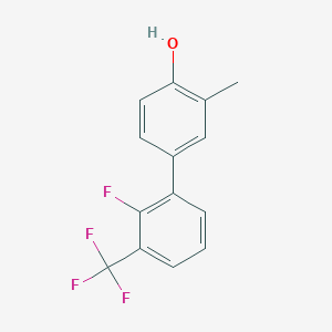 molecular formula C14H10F4O B6372420 4-(2-Fluoro-3-trifluoromethylphenyl)-2-methylphenol, 95% CAS No. 1261963-06-7