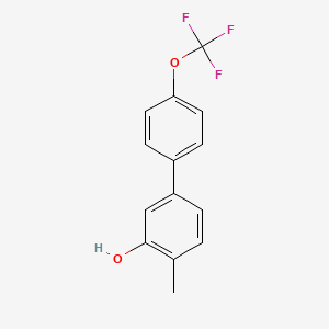 molecular formula C14H11F3O2 B6372428 2-Methyl-5-(4-trifluoromethoxyphenyl)phenol, 95% CAS No. 1261728-30-6
