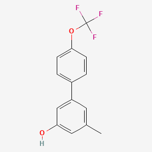 molecular formula C14H11F3O2 B6372432 3-Methyl-5-(4-trifluoromethoxyphenyl)phenol, 95% CAS No. 1261897-09-9