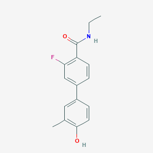 molecular formula C16H16FNO2 B6372485 4-[4-(Ethylcarbamoyl)-3-fluorophenyl]-2-methylphenol, 95% CAS No. 1261934-93-3