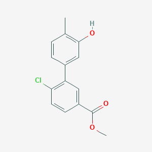 molecular formula C15H13ClO3 B6372489 5-(2-Chloro-5-methoxycarbonylphenyl)-2-methylphenol, 95% CAS No. 1261890-08-7