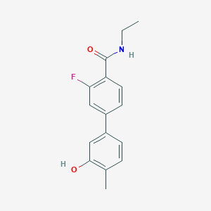 molecular formula C16H16FNO2 B6372491 5-[4-(Ethylcarbamoyl)-3-fluorophenyl]-2-methylphenol, 95% CAS No. 1261942-30-6