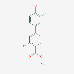 molecular formula C16H15FO3 B6372492 4-[4-(Ethoxycarbonyl)-3-fluorophenyl]-2-methylphenol, 95% CAS No. 1261977-93-8