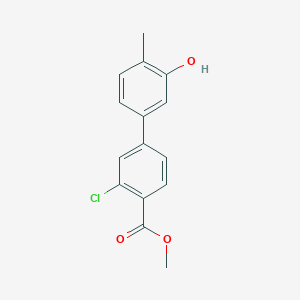molecular formula C15H13ClO3 B6372512 5-(3-Chloro-4-methoxycarbonylphenyl)-2-methylphenol, 95% CAS No. 1261987-72-7