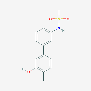 molecular formula C14H15NO3S B6372521 2-Methyl-5-(3-methylsulfonylaminophenyl)phenol, 95% CAS No. 1261917-66-1
