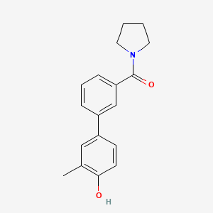molecular formula C18H19NO2 B6372527 2-Methyl-4-(3-pyrrolidinylcarbonylphenyl)phenol, 95% CAS No. 1261996-45-5