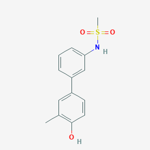 molecular formula C14H15NO3S B6372535 2-Methyl-4-(3-methylsulfonylaminophenyl)phenol, 95% CAS No. 1261895-30-0