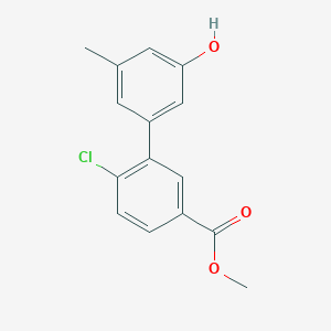 molecular formula C15H13ClO3 B6372539 5-(2-Chloro-5-methoxycarbonylphenyl)-3-methylphenol, 95% CAS No. 1261960-72-8