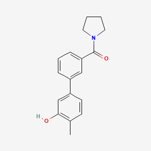 molecular formula C18H19NO2 B6372541 2-Methyl-5-(3-pyrrolidinylcarbonylphenyl)phenol, 95% CAS No. 1261960-77-3