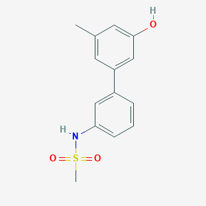 molecular formula C14H15NO3S B6372547 3-Methyl-5-(3-methylsulfonylaminophenyl)phenol, 95% CAS No. 1261996-40-0