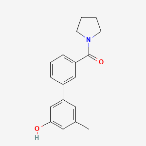 molecular formula C18H19NO2 B6372559 3-Methyl-5-(3-pyrrolidinylcarbonylphenyl)phenol, 95% CAS No. 1261996-54-6