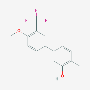 molecular formula C15H13F3O2 B6372613 5-(4-Methoxy-3-trifluoromethylphenyl)-2-methylphenol, 95% CAS No. 1261935-12-9