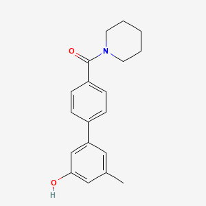 molecular formula C19H21NO2 B6372674 3-Methyl-5-[4-(piperidine-1-carbonyl)phenyl]phenol, 95% CAS No. 1261893-58-6