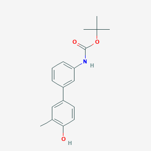 molecular formula C18H21NO3 B6372686 4-(3-BOC-Aminophenyl)-2-methylphenol, 95% CAS No. 1262000-60-1