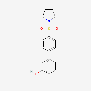 molecular formula C17H19NO3S B6372715 2-Methyl-5-[4-(pyrrolidinylsulfonyl)phenyl]phenol, 95% CAS No. 1261923-32-3